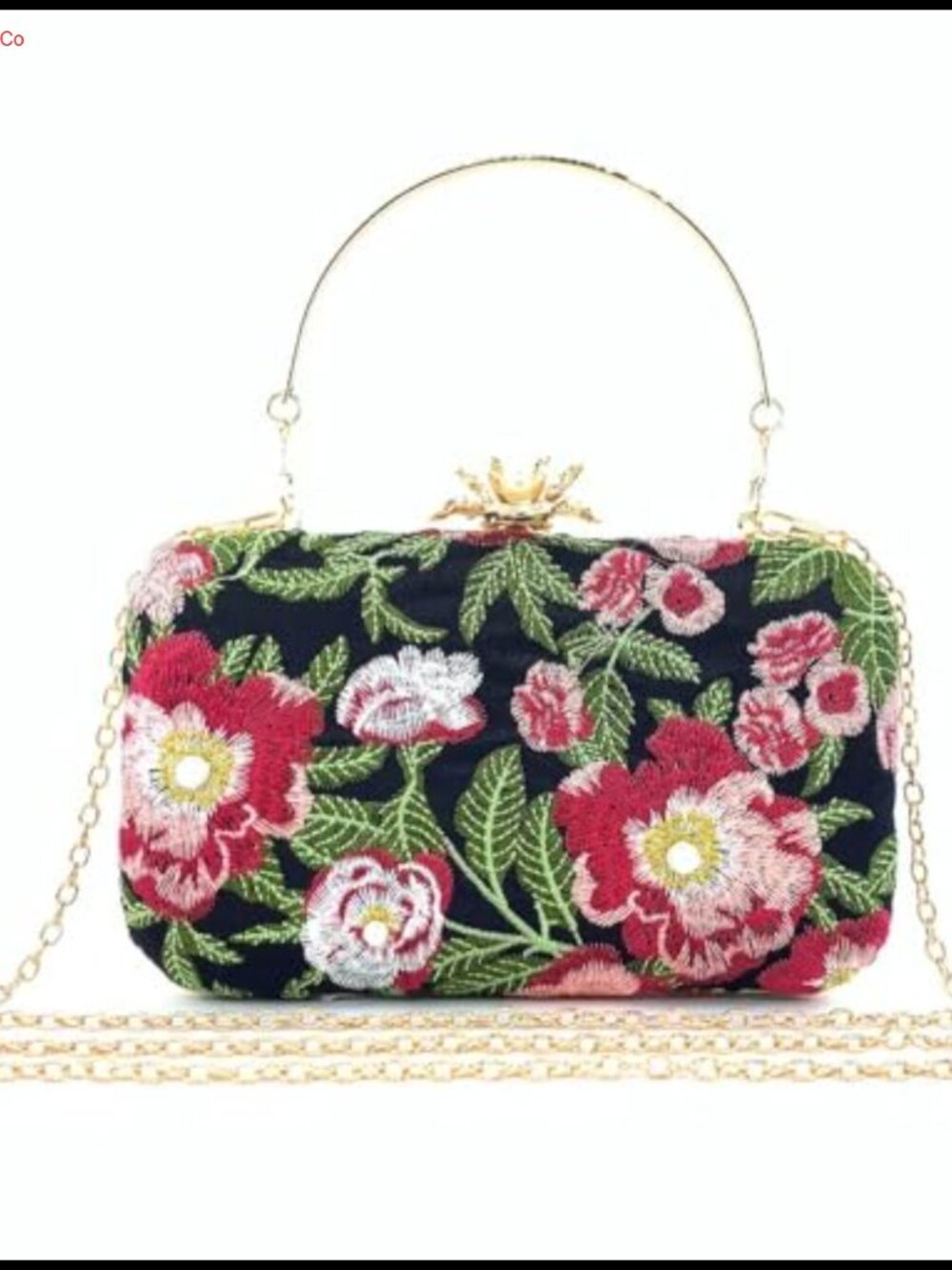 Vintage Floral Clutch Embroidered Evening Bag Satin Wedding Purse